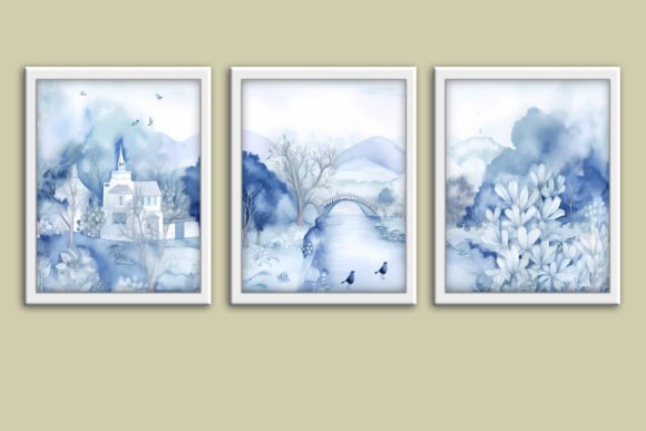 Download Blue Boho Wall Art Panorama Landscape - Boho wall art Collection