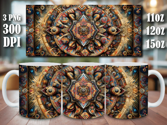Download Steampunk Geometric Mandala Mug Wrap Png - Geometric Collection
