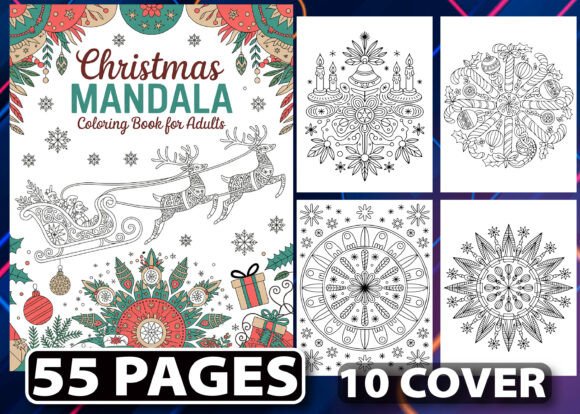 Download 55 Christmas Mandala Coloring Pages KDP - Mandala coloring page Collection