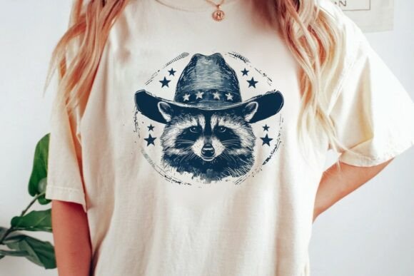 Download Raccoon Cowboy Stars Graphic Design Png - Graphic Collection
