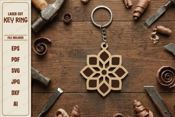 Download Geometric Mandala Wood Keychain - Geometric Collection