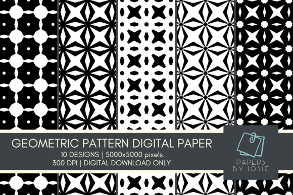 Download Black and White Geometric Pattern Paper - Premium Bundle