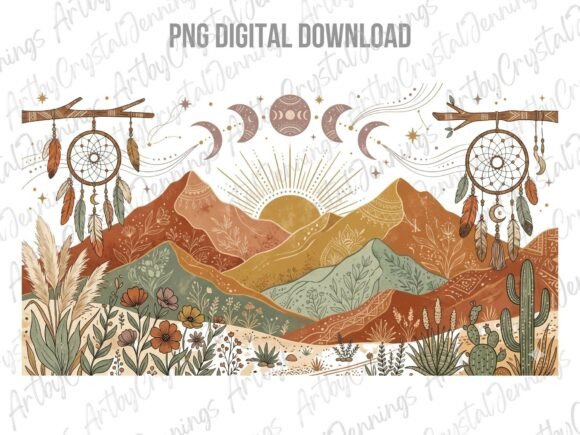 Download Boho Desert Mountain Dreamcatcher PNG - Dreamcatcher png Collection