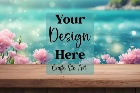 Download Shelf Mockup with an Ocean Backdrop - Premium Resources
