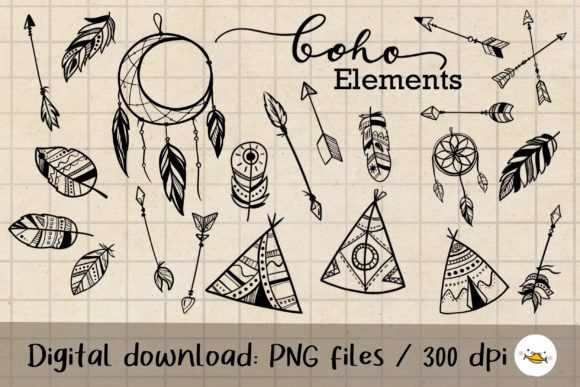 Download Feather and Arrow Bohemian Clipart - Premium Bundle